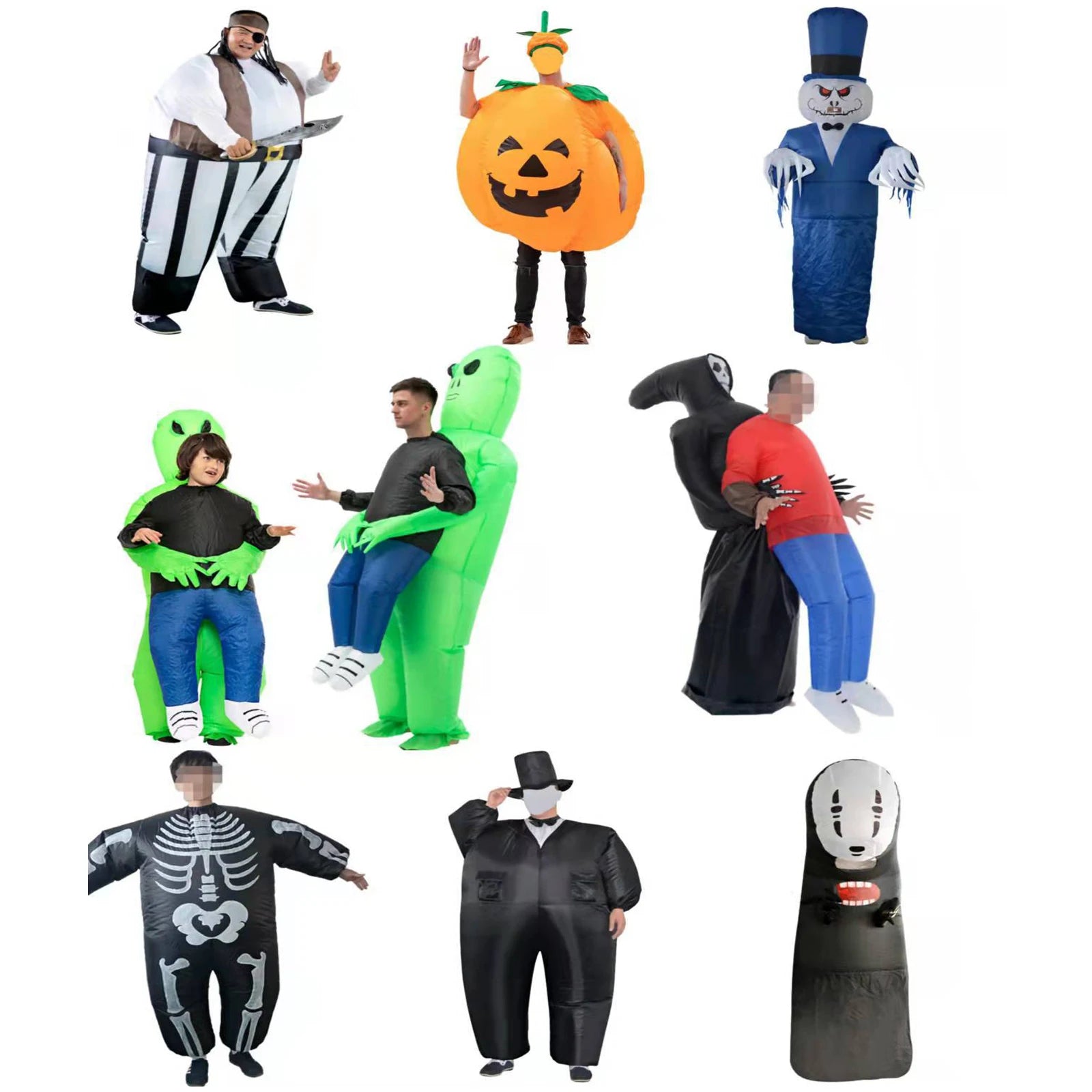 Halloween Cosplay Costume Inflatable Alien Ghost Sea Thief Bat Pumpkin Blow up Suit for Party Inflatable Costume Carton Unisex-0