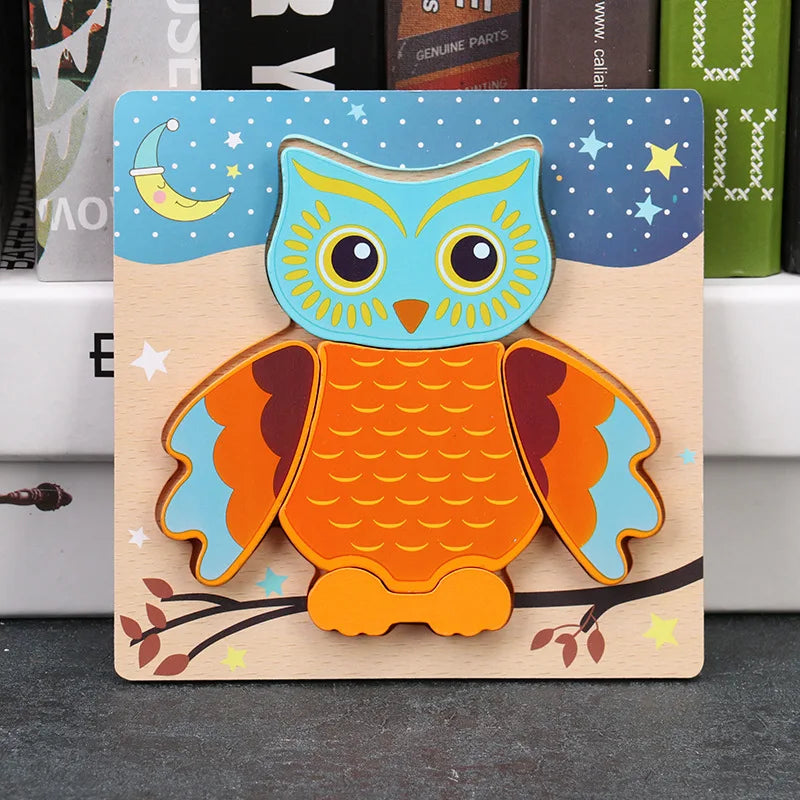 Puzzle de madeira Montessori com animais – 8 formas brilhantes para crianças pequenas | Brinquedo educativo e seguro
