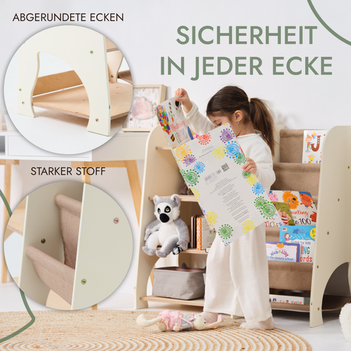2-in-1 Montessori Shelf for Books & Toys – Wooden Storage for Kids