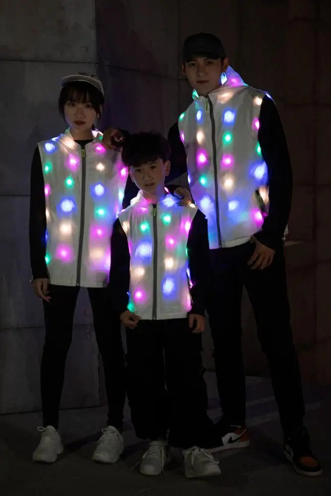 Custom LED Dance Wear Luminous Clothes Colorful Lighting Costume Washable LED Flash Vest-6