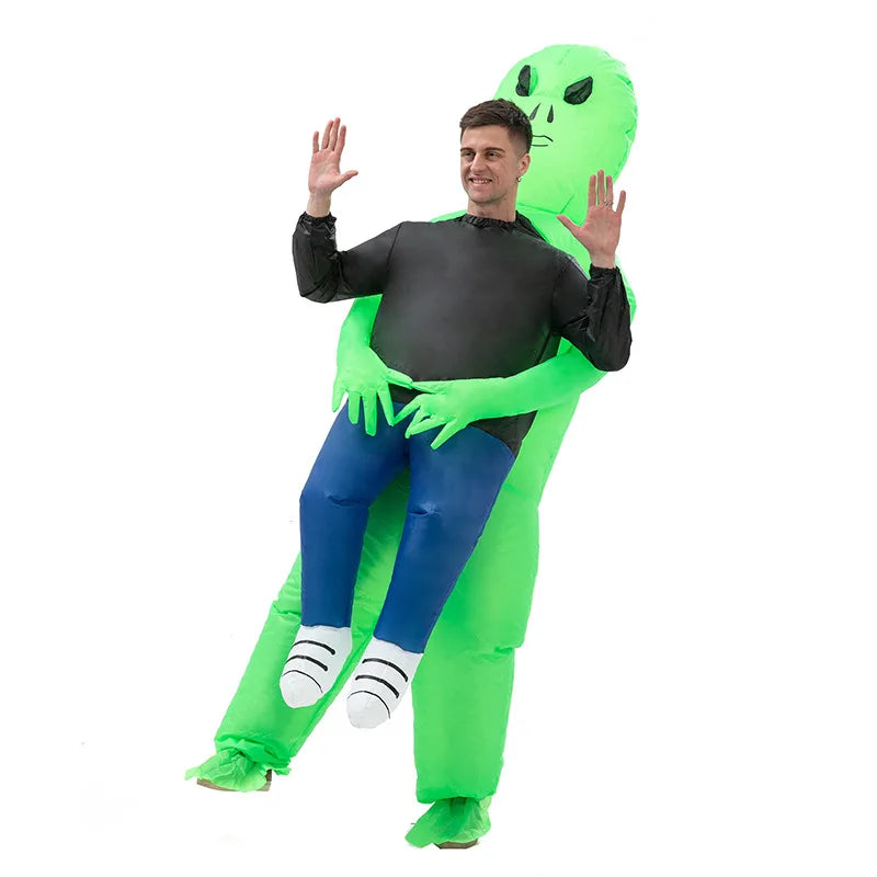 Alien Costume for Adult Children Halloween Costume Inflatable Suit Funny Party Blow up Ghost Hug Me Green Carton 100% Polyester-3