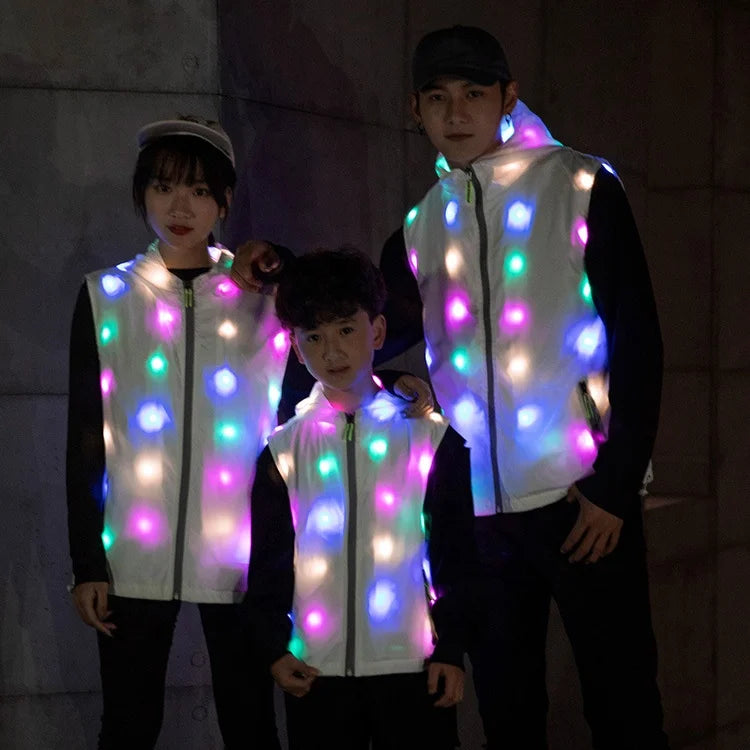 Custom LED Dance Wear Luminous Clothes Colorful Lighting Costume Washable LED Flash Vest-0