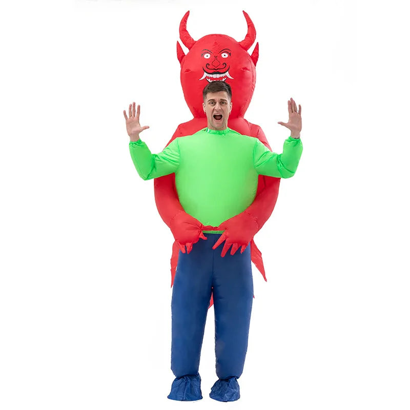Alien Costume for Adult Children Halloween Costume Inflatable Suit Funny Party Blow up Ghost Hug Me Green Carton 100% Polyester-1