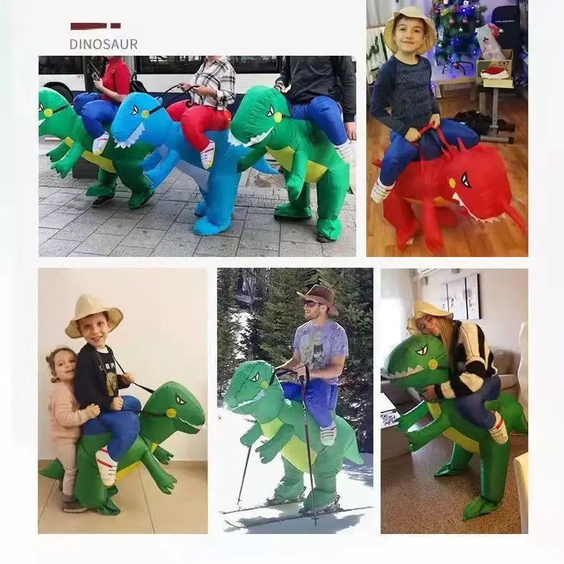 Halloween Children Adults Inflatable Walking Dinosaur T-rex Costume-3