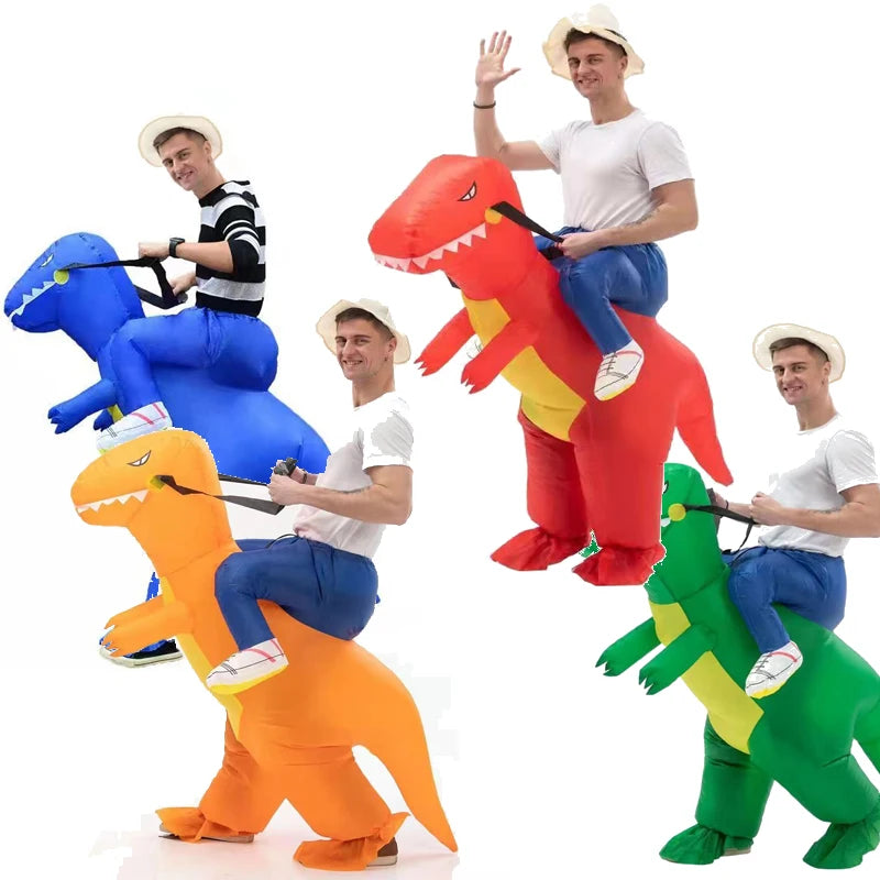 Halloween Children Adults Inflatable Walking Dinosaur T-rex Costume-0
