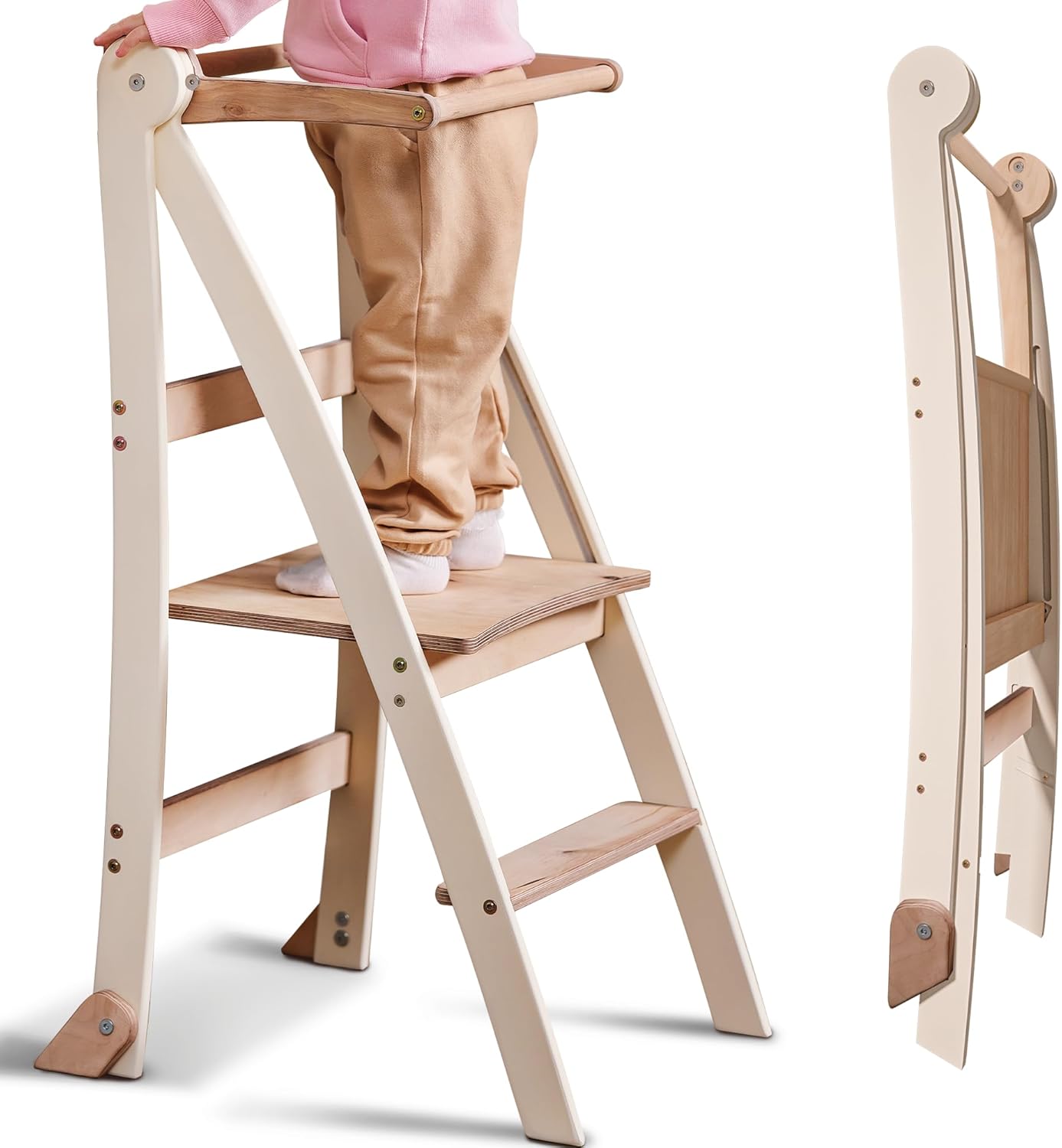 Holz Lernleiter Montessori: Hocker für Kinder-0