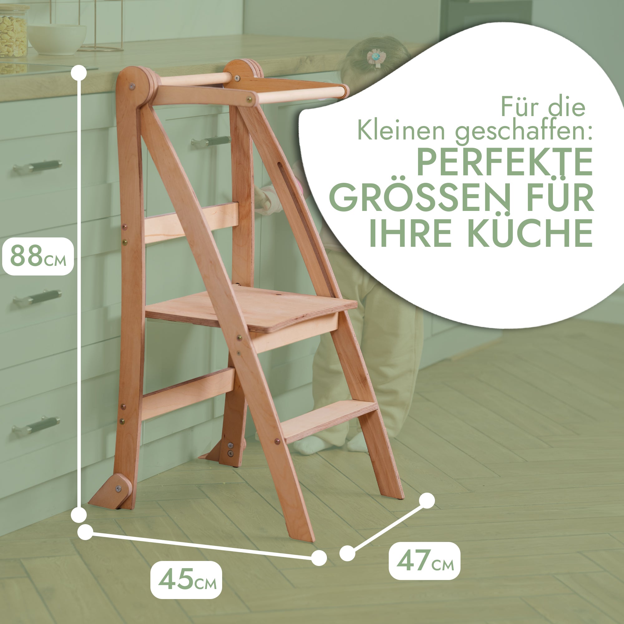 Holz Lernleiter Montessori: Hocker für Kinder - Beige-1