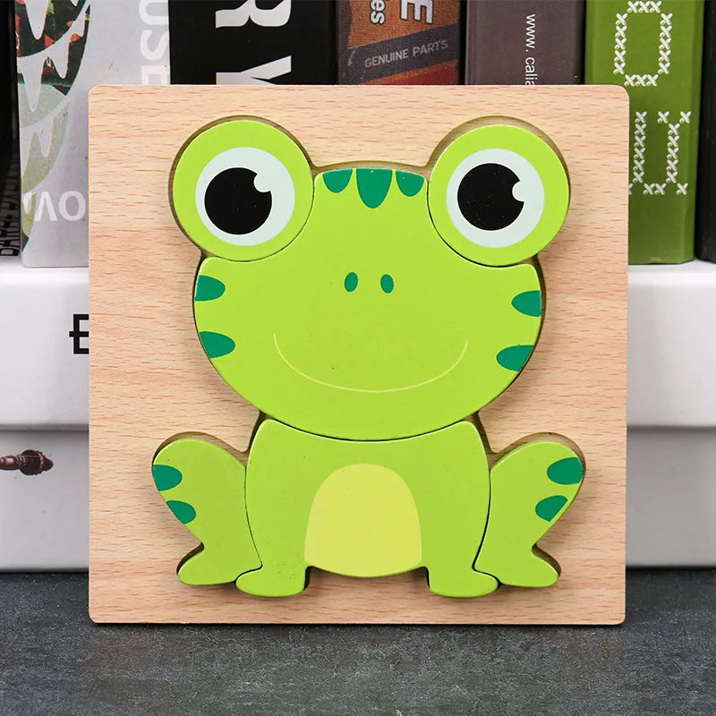 Montessori Wooden Animal Puzzle – 8 Bright Shapes for Toddlers | Safe & Educational Learning Toy