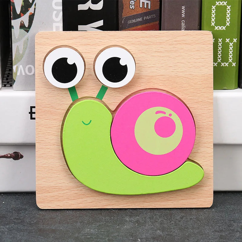 Montessori Wooden Animal Puzzle – 8 Bright Shapes for Toddlers | Safe & Educational Learning Toy