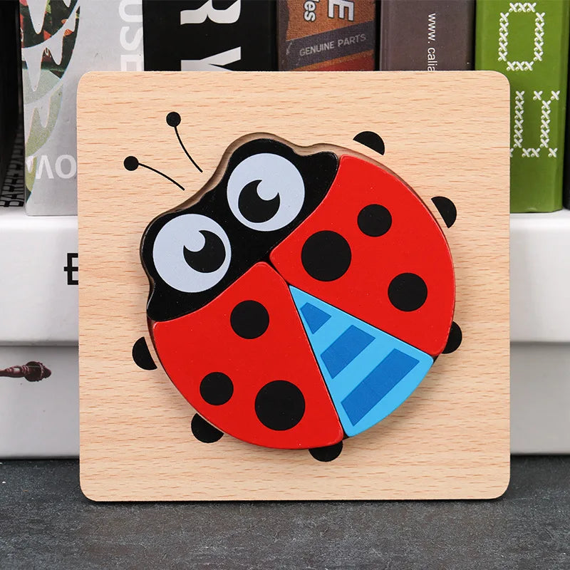Montessori Wooden Animal Puzzle – 8 Bright Shapes for Toddlers | Safe & Educational Learning Toy