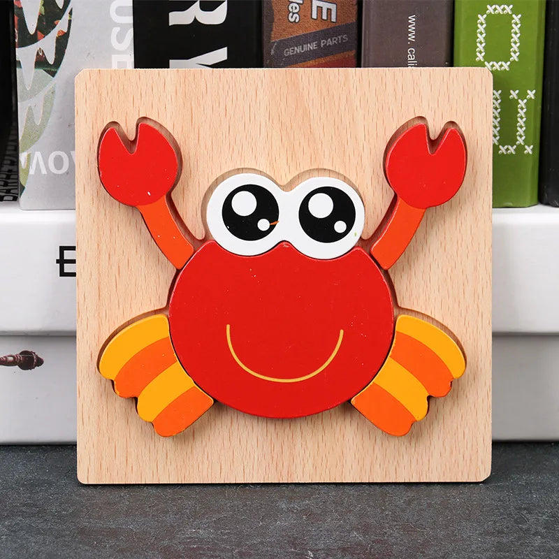 Montessori Wooden Animal Puzzle – 8 Bright Shapes for Toddlers | Safe & Educational Learning Toy