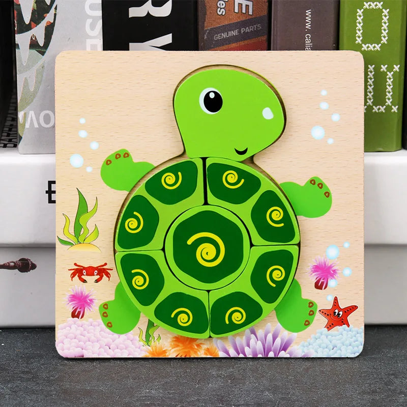 Montessori Wooden Animal Puzzle – 8 Bright Shapes for Toddlers | Safe & Educational Learning Toy