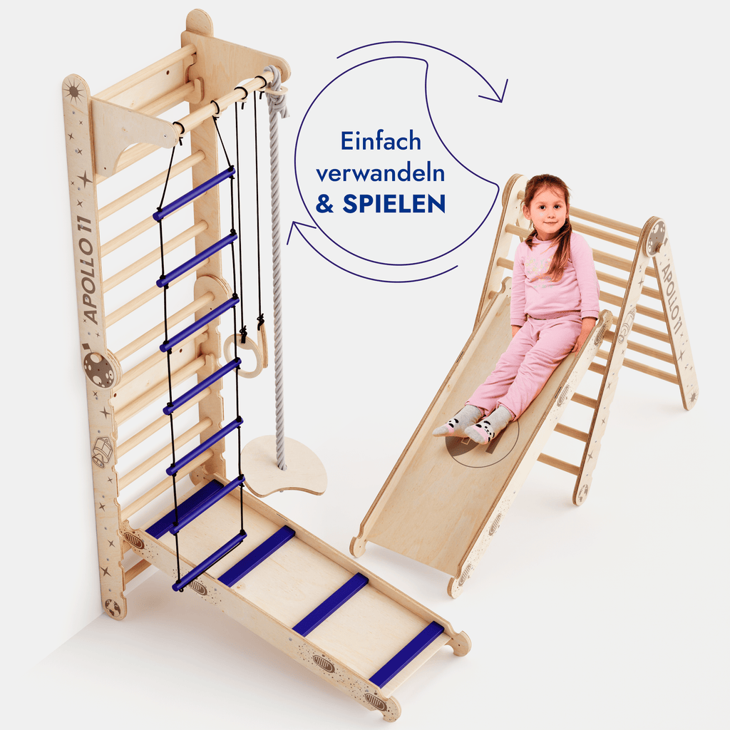 Apollo Schwedische Wand / Kletterleiter für kleine Astronauten + Mondschaukel-Set + Rutschbrett-2